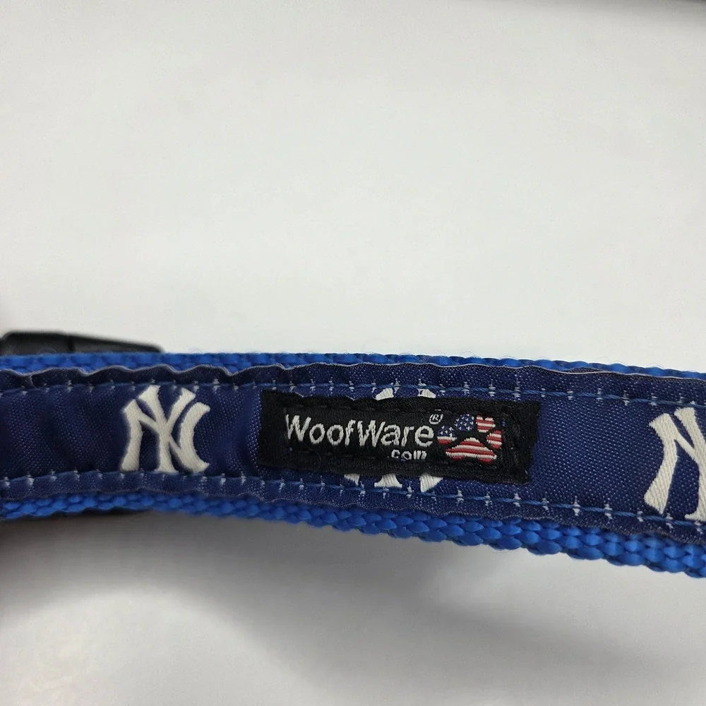 WoofWare New York Yankees Dog Collar MLB Adjustable Blue White Logo